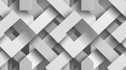 Obraz premium Monochrome abstract image of a 3D geometric pattern with interlocking cubes in shades of gray.