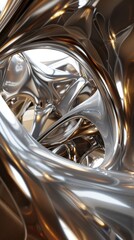Mesmerizing Metallic Metamorphosis - Futuristic Abstract Sculpture with Luminous Reflections