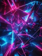 Neon Lights Forming Vibrant Abstract Shapes on a Futuristic Digital Background