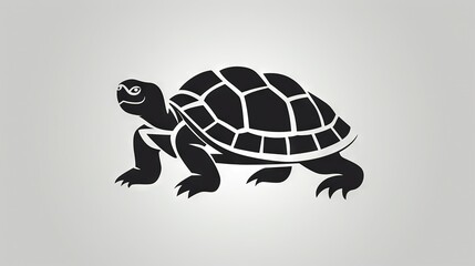   Black & white silhouette of tortoise on white w/ shadow