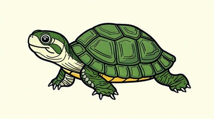 Obraz premium Turtle perched on hind legs, turning head slightly
