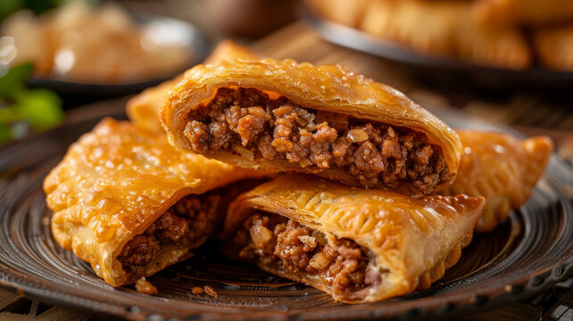 Explore traditional mongolian cuisine with mouthwatering beef-filled pastries served on a rustic plate, perfect for cultural culinary discovery