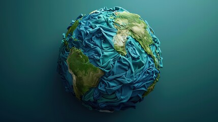 planet earth made out of green and blue laundry, Earth day background, Generative Ai 