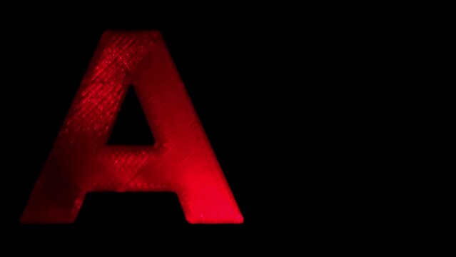 Glowing Translucent Alphabet Letters. Brutalism aesthetics cinematic titles style. Glowing LED Lights or Neon.
