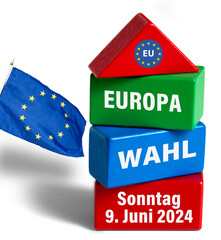 Europawahl, Sonntag, 9. Juni 2024, Holzbausteine