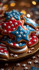 4th of July cookies. American culture. Generative AI.