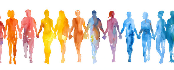 People of all colors walking together, inclusive business mindset values dignity and respect for all individuals 