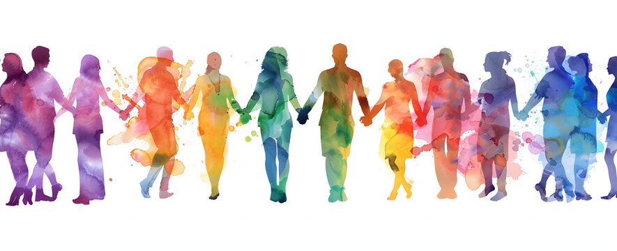 People of all colors walking together, inclusive business mindset values dignity and respect for all individuals 