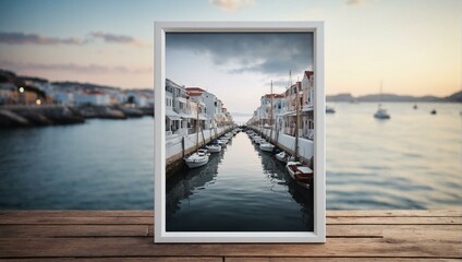 Elegant framed poster of a serene coastal town