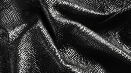 a Sophisticated Black Leather Texture, The Luxurious Dance of Light on Black Leather. Generative AI