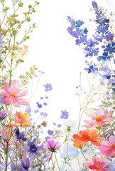 flowers frame for watercolor backgrounds