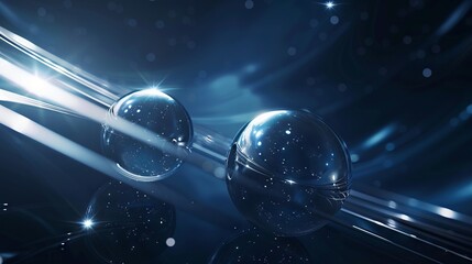 Two shiny balls on a dark background.