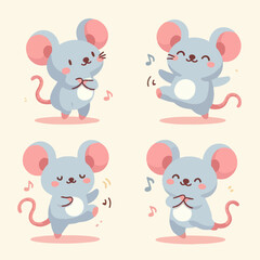 vector collection of cartoon animals dancing happily