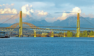 
Sky Train Bridge, Pattullo Bridge and Railroad Track over the Fraser River between New Westminster...
