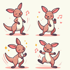 vector collection of cartoon animals dancing happily