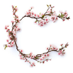 Tree branch flower Photo Overlays, Summer spring painted overlays white background