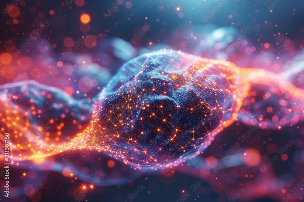 Poster a digital representation capturing the complexity of a neural network with interconnected nodes and 