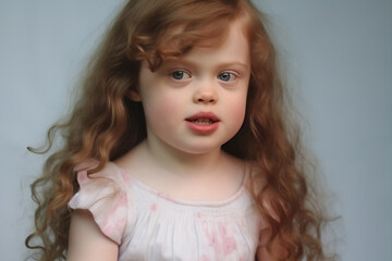 Naklejka premium Innocent Charm: Child with Down Syndrome