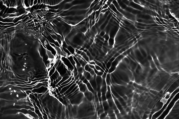 Abstract black water ripple surface. Transparent clear water shadow on black background. Natural...