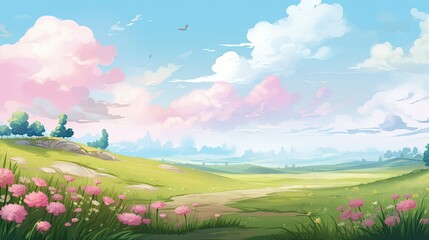 Illustration of a flower meadow in spring
