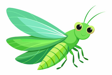 green lacewing cartoon vector illustration