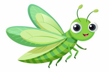 green lacewing cartoon vector illustration