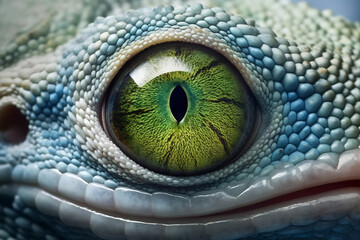 Lizard chameleon closeup eye on black background
