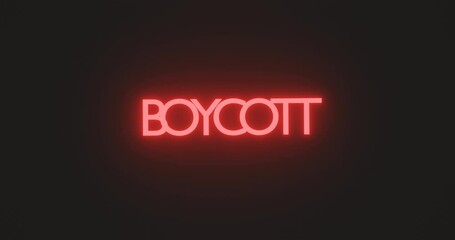 boycott trend concept, social media cancel culture concept, glowing text sign on a black background