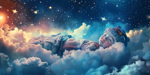 baby sleeps in the clouds Generative AI
