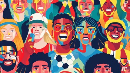 illustration. Fan Diversity: Celebrate the diverse fanbase of football enthusiasts from different countries, backgrounds, and cultures coming together to support their teams