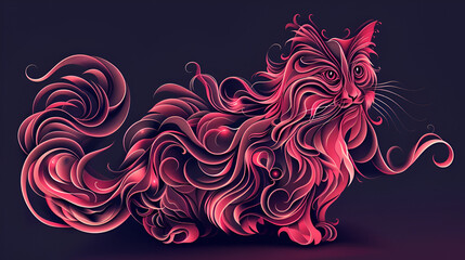 decorative editable pink cat text effect vector design