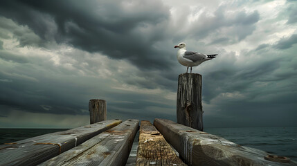 seagull on the pier - Powered by Adobe