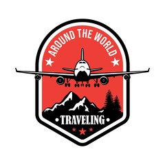 Lets go traveling world tour logo illustration design