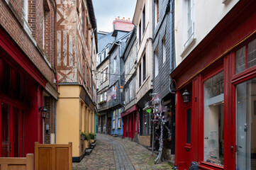 Vintage architecture of Old Town in Honfleur, France