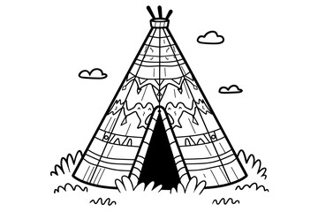 Wigwam for kids coloring book