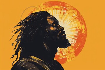black african jesus christ savior of mankind religious banner illustration
