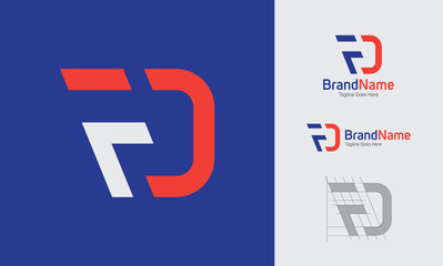 Two letter alphabet logo using letter F and D