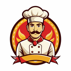 Cartoon Chef Logo Illustration, mascot chef logo, white background