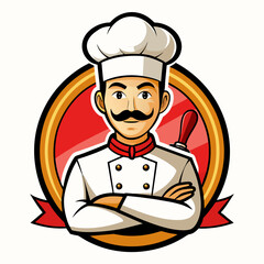 Cartoon Chef Logo Illustration, mascot chef logo, white background