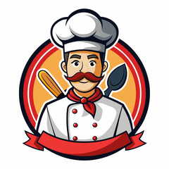 Cartoon Chef Logo Illustration, mascot chef logo, white background