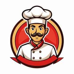 Cartoon Chef Logo Illustration, mascot chef logo, white background