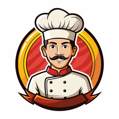 Cartoon Chef Logo Illustration, mascot chef logo, white background