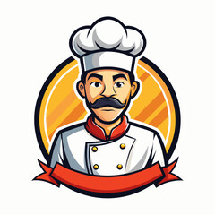 Cartoon Chef Logo Illustration, mascot chef logo, white background