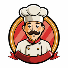 Cartoon Chef Logo Illustration, mascot chef logo, white background