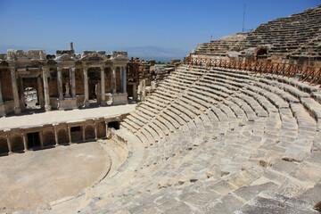 Ancient theater in Pamukkale, Hierapolis in Pamukkale, Denizli City, Turkey.