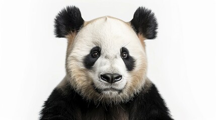 Closeup of giant panda bear isolated on white background. Generative Ai