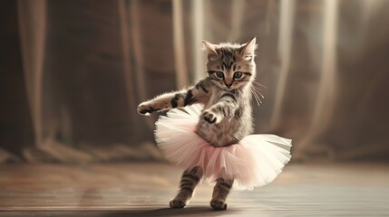 cute baby kitty ballerina in tutu. Generative Ai