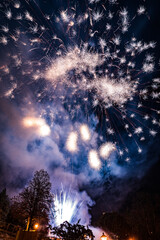 New Year's Eve Fireworks at Casino Baden in Lower Austria, Vibrant Celebration Lighting Up the...