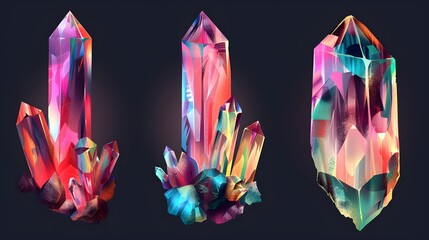Brilliantly colored crystal against a rainbow gradient backgroundBrilliantly colored crystal against a rainbow gradient background