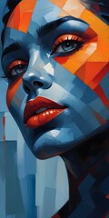 Close up of a colored face of a woman...